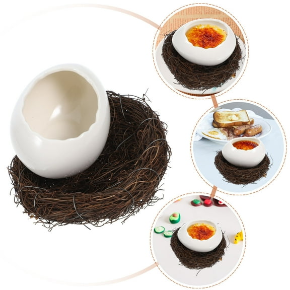 MLINS Ceramic Salad Bowl with Broken Eggshell Design and Nest Egg Shell Dessert Bowl for Restaurant