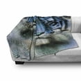 thumbnail image 3 of Animal Soft Flannel Fleece Throw Blanket, 2 Tiger Safari Cat Wild Furious Life Big Animals Artwork Print, Cozy Plush for Indoor and Outdoor Use, 70" x 90", Blue Black and White, by Ambesonne, 3 of 6