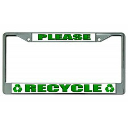 - Please Recycle Chrome License Plate Frame