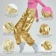 thumbnail image 4 of LOLANTA Girls Metallic Jogger Pants Shiny Jazz Street Hip Hop Dance Pants Convertible Leg Opening, 4 of 6