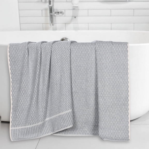 Superior Juno Viscose Cotton Blend Medium Weight Bath Sheets, Set of 2, Denim Blue