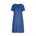 thumbnail image 2 of Plus Size Summer Dresses Solid-Color Short-Sleeve V-Neck Lace-Panel Dress Lightweight Non-Restrictive Travel Outfits, 2 of 8