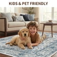 thumbnail image 3 of KoshiMe Washable Area Rug 6'x9', Non-Slip Soft Vintage Distress Floral Rugs for Living Room, Stain Resistant Low Pile Medallion Carpet for Dining Room Office, Blue Beige, 3 of 9