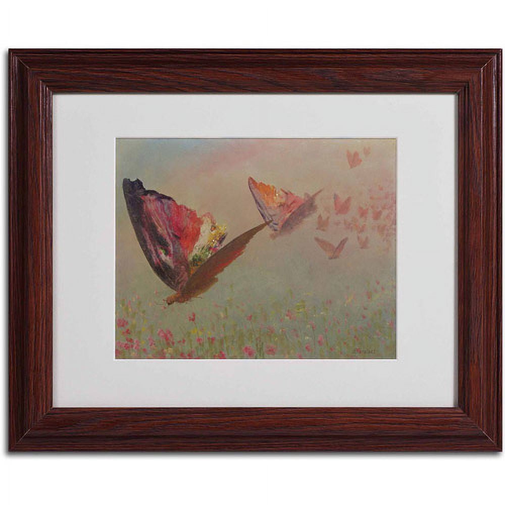 Trademark Fine Art "Butterflies With Riders" Canvas Art by Albert Bierstadt, Wood Frame