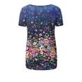 thumbnail image 5 of ICHUANYI Clearance Fashion Woman Causal Round Neck Printing Blouse Short Sleeve T-Shirt Summer Tops(Navy, XL) ICHUANYI WER2023080712055, 5 of 5