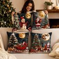 thumbnail image 4 of Sahpxhe Christmas Throw Pillow Cover 18X18 Set Of 4 Snow Scene Santa Reindeer Sleigh Pattern Soft Cushion Covers for Couch Home Decor, 4 of 6