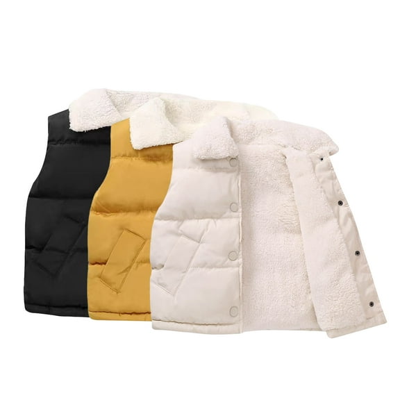 Godderr Toddler Kids Fleece Down Vest for Boy Girls Winter Warm Water-Resistant Jacket Coats Baby Fall Sleeveless Fleece Outwear for 1-10Y