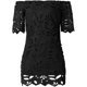 thumbnail image 5 of Mini vestido elegante holgado de manga corta con encaje floral vintage y hombros descubiertos para mujer Adepaton WRMH-229-1, 5 of 5