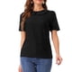 thumbnail image 1 of BLUSA CON COLLAR PETER PAN INSPIRADA EN CHIC PARA MUJERES, CON FLORES JACQUARD Y MANGAS CORTAS PUFF, TOP KAWAII TAMAÑO S NEGRO, 1 of 6