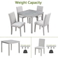 thumbnail image 5 of PORKISS Dining Table Set for 4, Solid Wood Dining Room Set with 1 Square Table 4 Upholstered Chairs, Dinner Table with Padded Chairs for Home Kitchen, Gray, 5 of 11