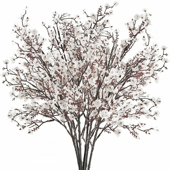 ZULAR 6PCS Artificial Flowers Real Touch Silk Flowers Bouquet Faux Baby Breath Fake Flower for Fall Spring Table Centerpiece Vase Fillers Home Décor (White)