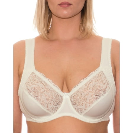 

Underwire Full Coverage Bra Wide Straps Support Panels Plus Size 34 36 38 40 42 44 / C D E F G H I J (38D Ivory)