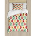 thumbnail image 1 of Kids Duvet Cover Set Twin Size, Ladybugs Cartoon Pattern with Retro Polka Dots Daisy Blossoms and Little Hearts Love, Decorative 2 Piece Bedding Set with 1 Pillow Sham, Multicolor, by Ambesonne, 1 of 3