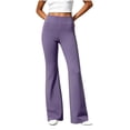 thumbnail image 5 of YYDGH Womens Yoga Flare Leg Pants High Waist Solid Color Flare Dress Pants Casual Stretch Bootcut Work Office Business Suit Trousers, 5 of 9