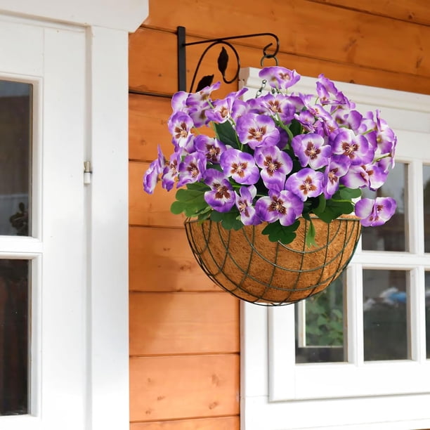 Namzi 6 Bundles Artificial Flowers Pansy, 13in Outdoor UV