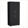 thumbnail image 2 of Armoires & Wardrobes | 70.8" 4-Door Black Wardrobe Closet with 6 Shelves & 2 Hanging Rods | Particle Board, 2 of 7