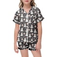 thumbnail image 5 of Weebloom Halloween Pajamas For Kids Girl Set Silk Satin Cute Graphic Short Sleeve Button Up Tops And Shorts Summer Fall 2 Piece Set Pjs Jammies, 5 of 5