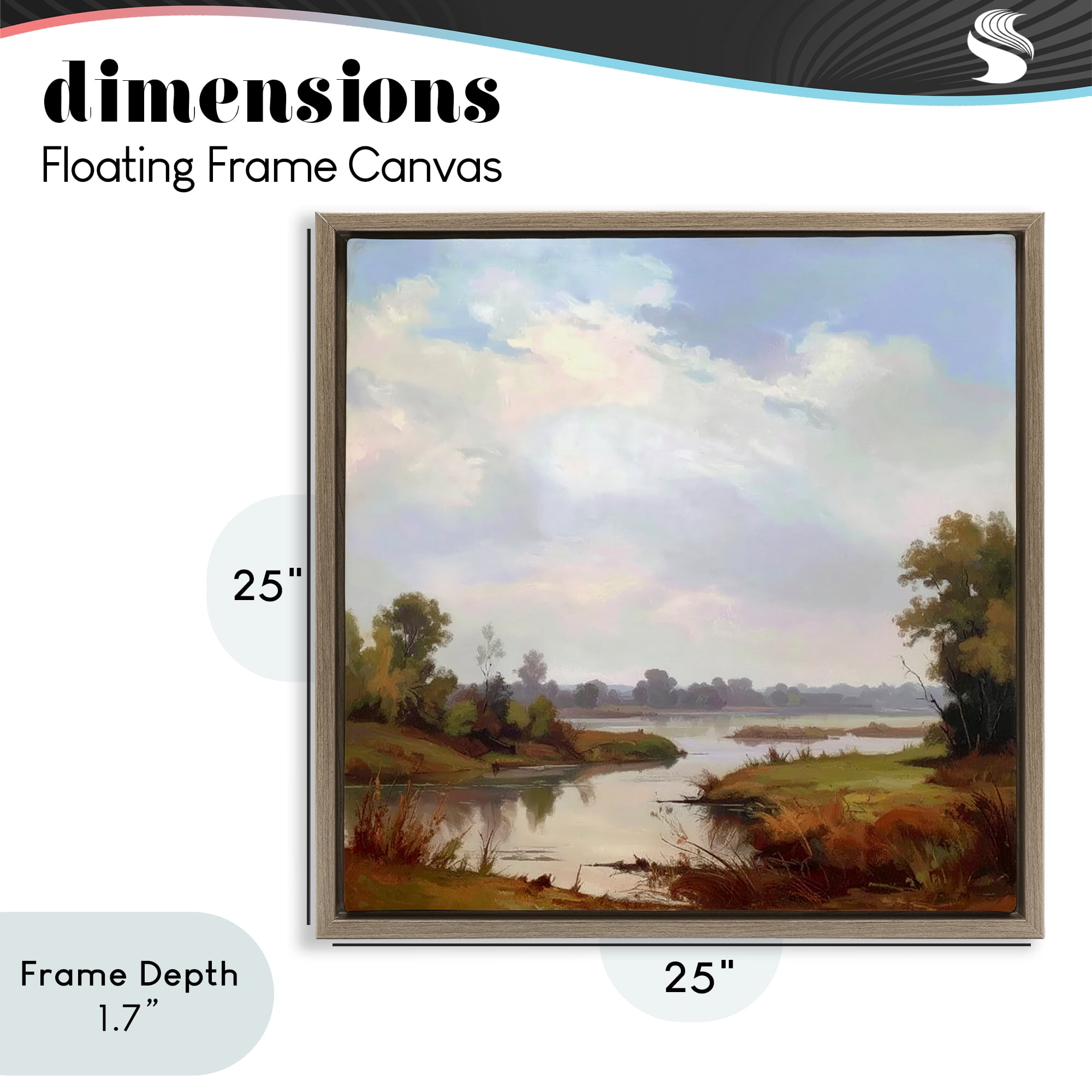 Stupell Industries Riverside Grove Landscape Brown Framed Floater Canvas Wall Art, design by Alonza Saunders
