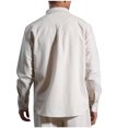 thumbnail image 3 of Nnhblu Dress Shirts for Men Flip Collar Pocket Solid Color Button Down Shirt Long Sleeves Shirts, Beige XL, 3 of 5