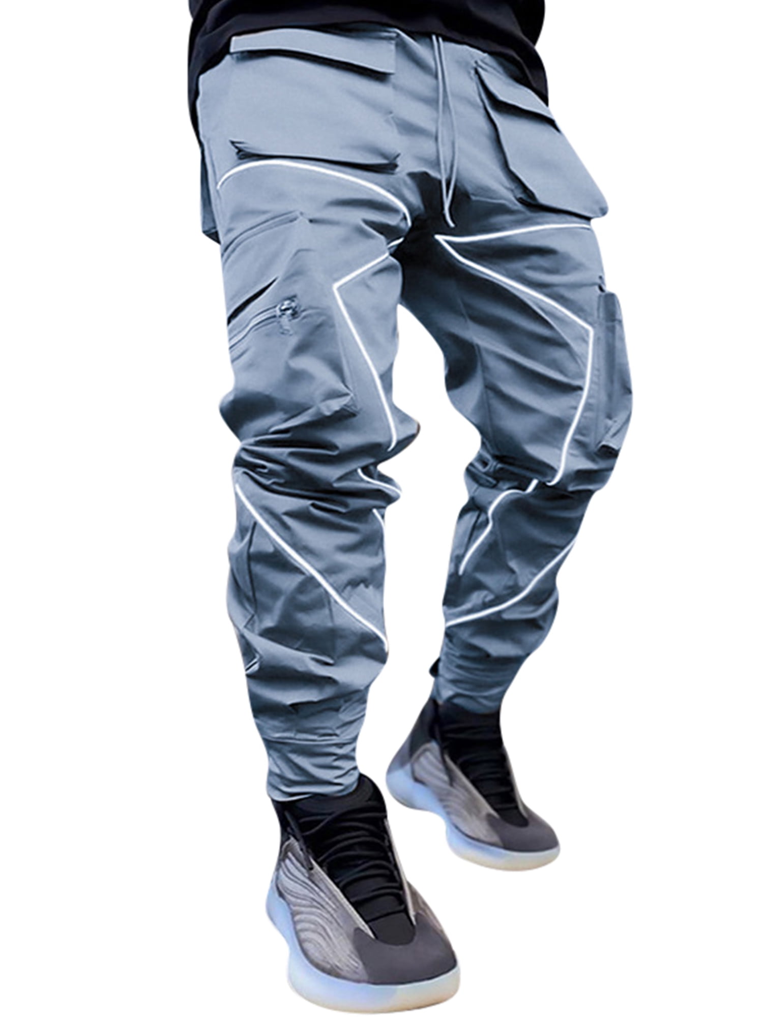 Men's Fashion Cargo Pants Outdoor Multi-pocket Straight Hip Hop Trousers Plain D