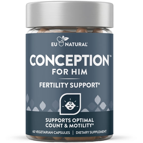 Eu Natural Conception for Him - Male Fertility Supplements with Ashwagandha, Folate & Zinc - Fertility Support for Men, 60 Vegetarian Capsules