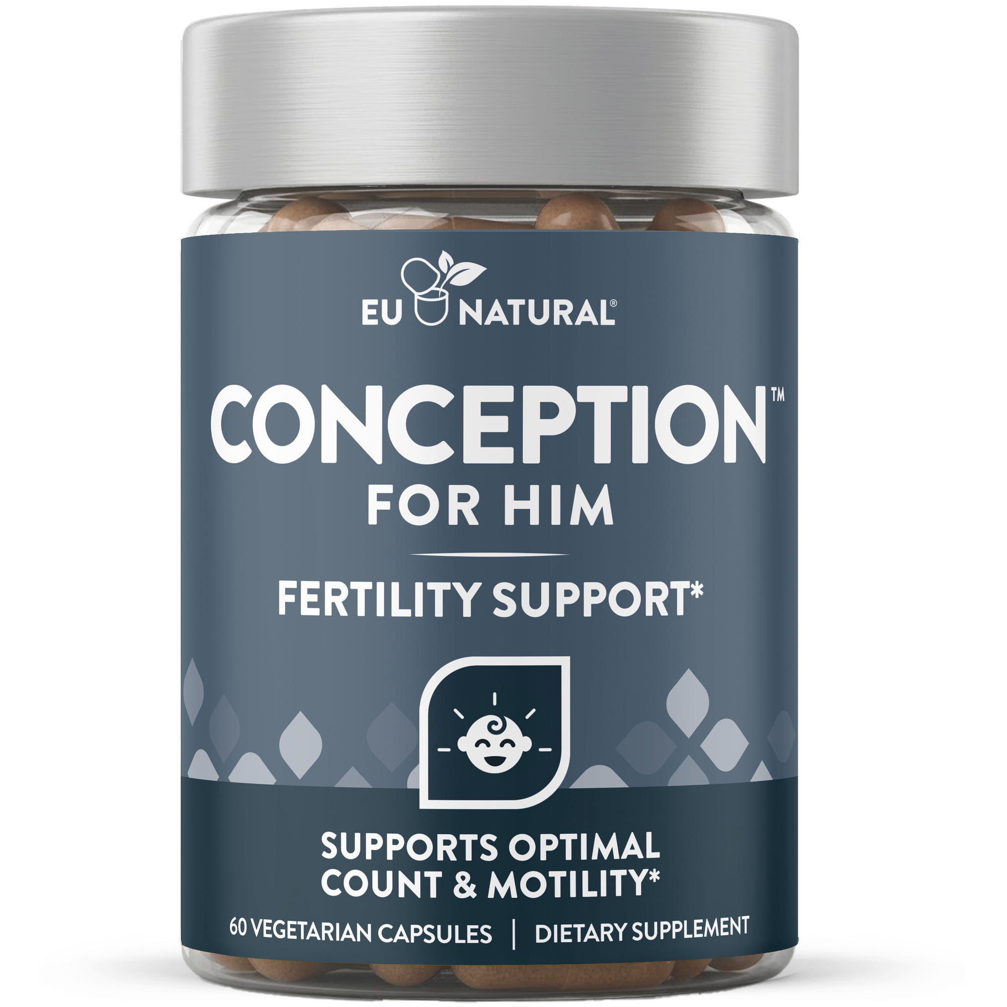 Eu Natural Conception for Him - Male Fertility Supplements with Ashwagandha, Folate & Zinc - Fertility Support for Men, 60 Vegetarian Capsules