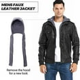 thumbnail image 2 of Motorcycle Jacket for Men Casual Faux Leather Bomber Jacket with Removable Hood, 2 of 7