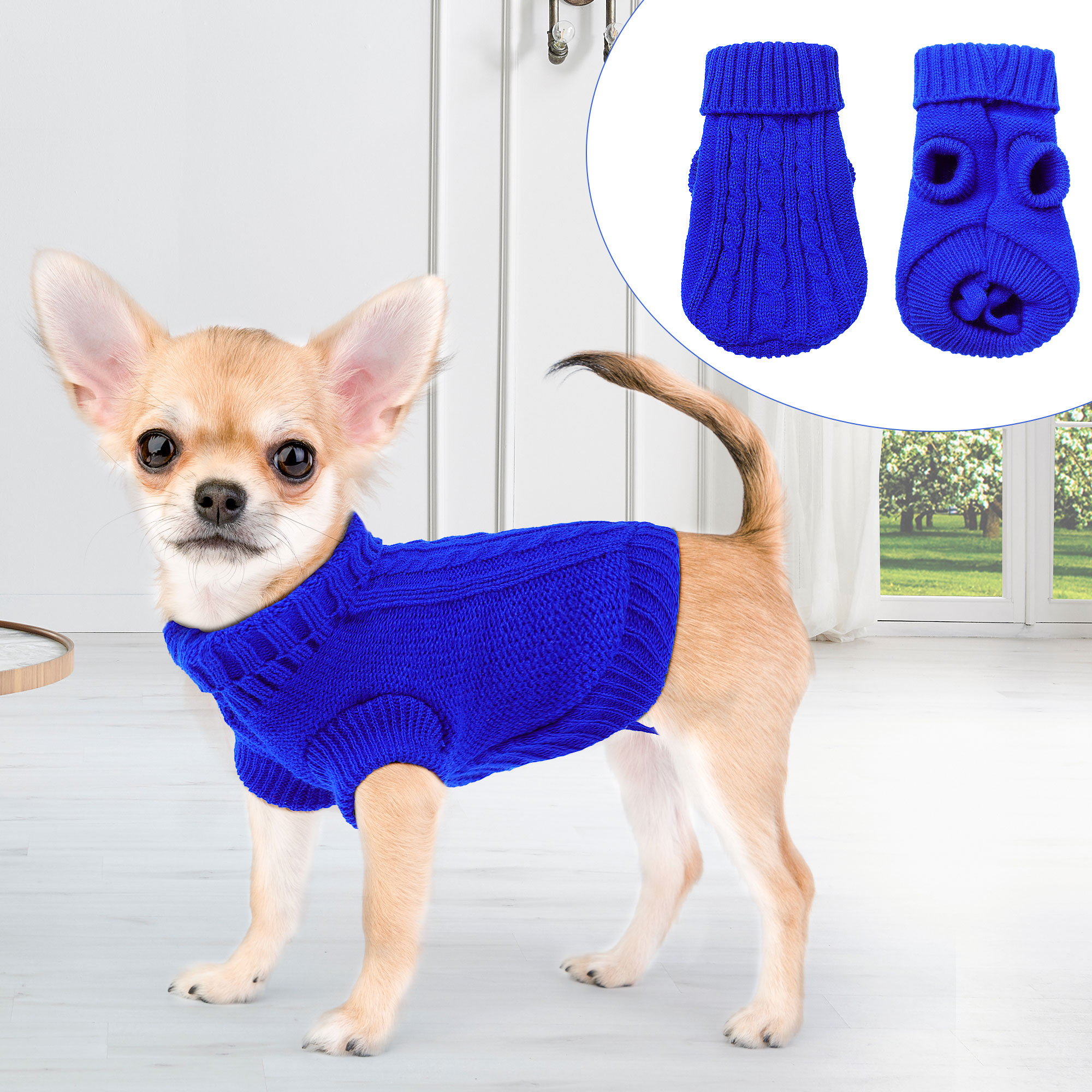 Unique Bargains Small Dog Sweater Thick Twisted Knit Pullover Turtleneck Pet Dog Clothes