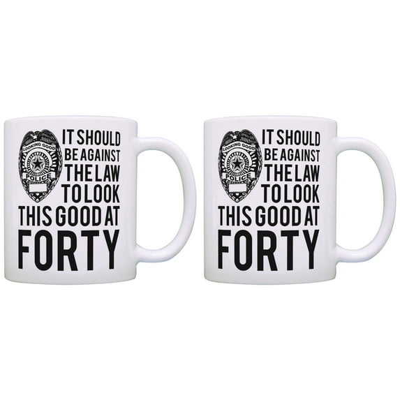ThisWear 40th Birthday Gifts for All Against Law Look This Good Forty 11 ounce 2 Pack Coffee Mugs