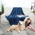 thumbnail image 4 of Unique Bargains Flannel Fleece Plush Throw Bed Soft Blanket Navy Blue 51" x 59", 4 of 6