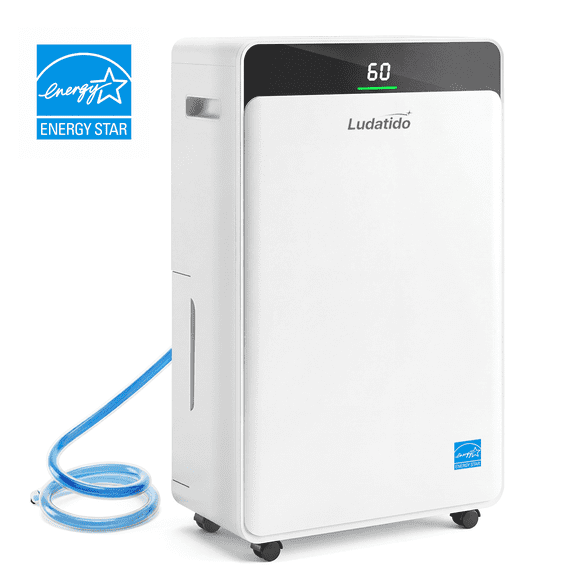 Ludatido 2026 Upgraded Dehumidifier, 80 Pints for 5000 Sq. Ft. Home, with 1.7 Gallon Water Tanks, Auto Shut off, Reusable Filter