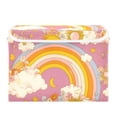 thumbnail image 7 of Yayeee Collapsible Cube Storage Bin with Lid Fabric Closet Decorative Basket with Handles, Purple Retro Rainbow, 7 of 7