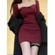 thumbnail image 4 of Elegante vestido de fiesta para mujer, manga larga, Sexy, rojo, Navidad, Bodycon, vestidos envolventes en la cadera, vestidos cortos, 2024, 4 of 5