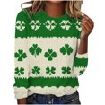 thumbnail image 3 of Tauxra St. Patrick's Day Printed Long Sleeve Top, Women's Round Neck Blouse with Print, Casual Holiday Themed Shirt for Adults, Soft Stretch Fabric for Fall and Winter Seasons, 3 of 4