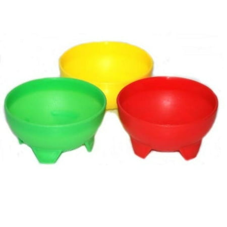 Salsa Bowls Tazon para Salsas Plastic Mexico Molcajete Chips Guacamole, Serving Dish, Sauce Cup, Side dish, Snack, Chips, Dip, Nuts Candy Gift,Anti Slip -Set of