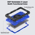 thumbnail image 2 of Case for Samsung Galaxy Tab A11/A9 8.7 inch 2025/2023 with Screen Protector, 360 Degree Rotating Kickstand Hand Strap Heavy Duty Shockproof Cover with Shoulder Strap, Dark Blue PC, 2 of 7