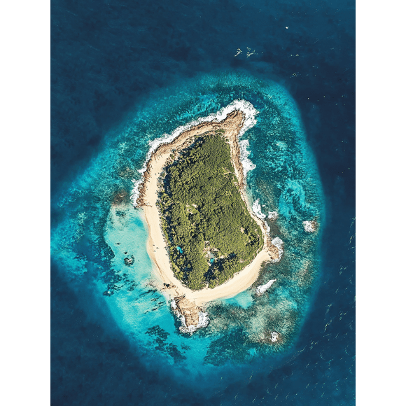 Tropical Island Aerial View Canvas Print/Wall Art, Suitable for Living Room, Bedroom, Office, Hotel, and Beach House Decor