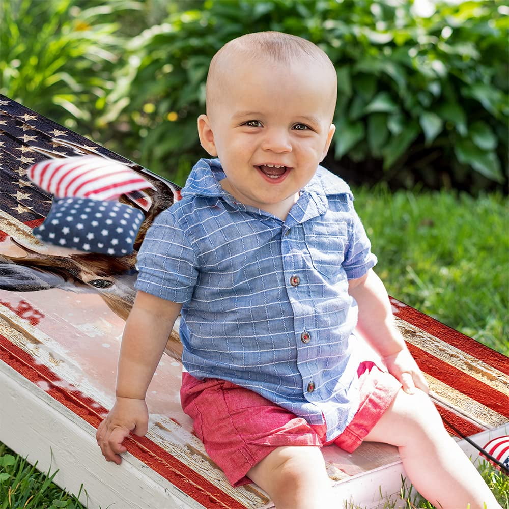 Cornhole Wraps for Boards Vinyl Decals (Set of 2) Deer and American Flag - Corn Hole Bean Bag Toss Wrap Stickers Skins (Boards Not Included) (Deer and American Flag)