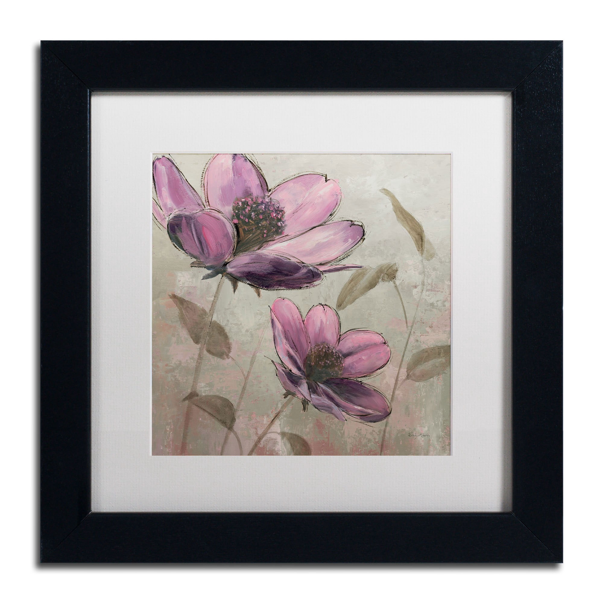 Trademark Fine Art "Plum Floral II" Canvas Art by Emily Adams, White Matte, Wood Frame