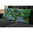 thumbnail image 2 of Ambesonne Nature Throw Pillow Cover 4 Pack, Waterfall Rocks Forest, 24", Fern Green Pale Blue, 2 of 6