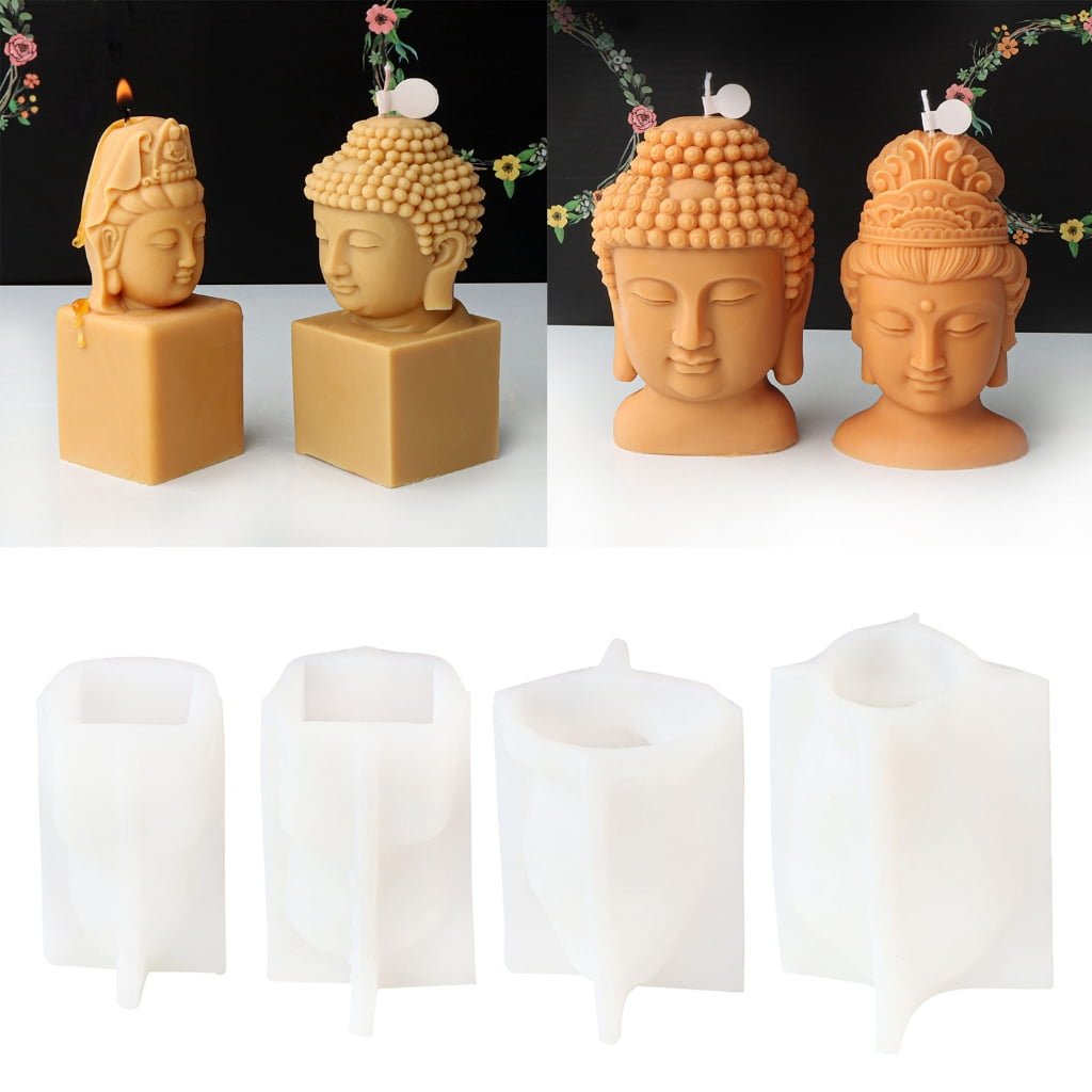 CIYISON Silicone Candle Mold Avalokitesvara Buddhas Head Epoxy Gypsum Mould for Resin