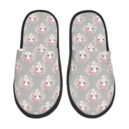 

Adobk Beautiful Rabbit1 Print Slippers Indoor Outdoor Retro Slippers House Soft Fluffy Slides Cushion Furry Slippers-Large