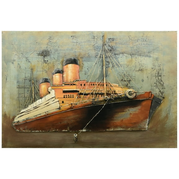 Empire Art Direct Empire Art "Brown ship"Primo Mixed Media Hand Painted Iron Wall Sculpture