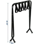 Ktaxon Portable Folding Metal Luggage Rack with Nylon Belts Suitcase Stand Holder Shelf Space Saving Easy to Install for Travel, Home, Hotel, Guest Room, Bedroom - Black