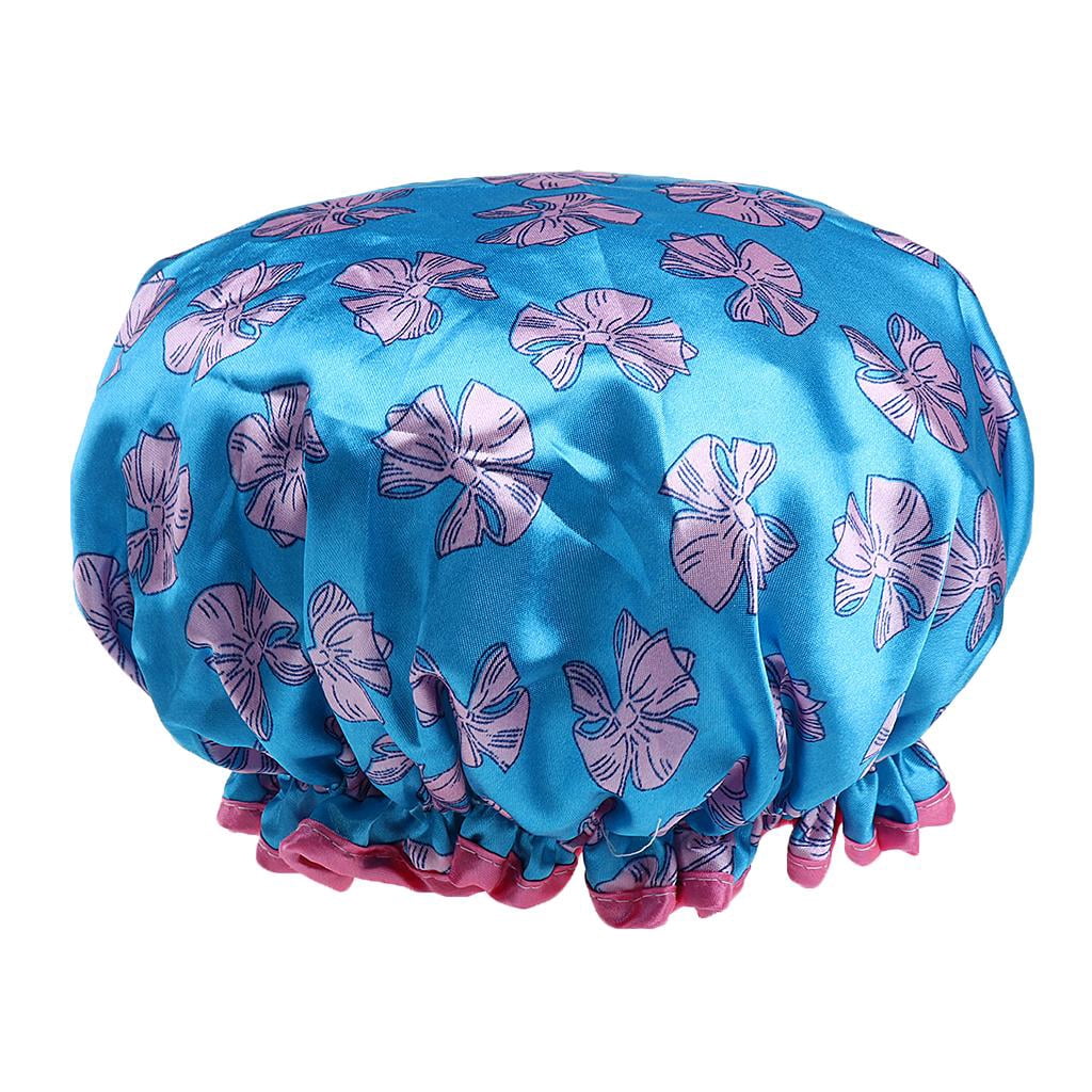 TOOYFUL 5x2 Pieces Waterproof Reusable Shower Cap Bath Hat for Women Lady Dark Blue