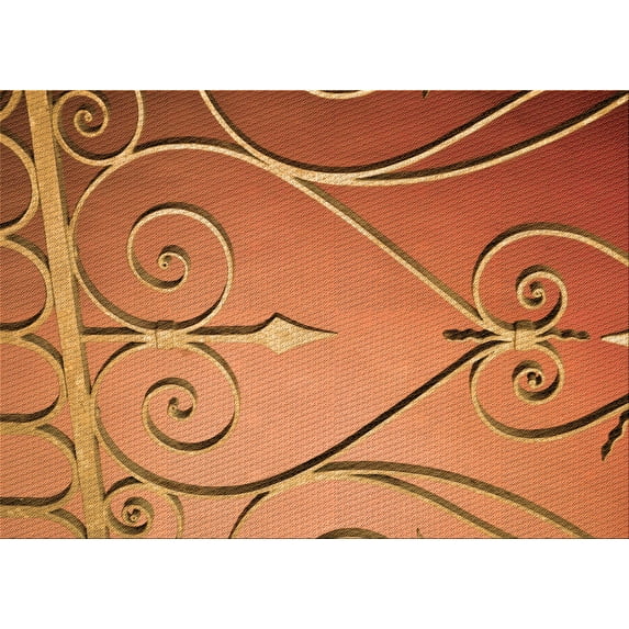 Ahgly Company Machine Washable Indoor Rectangle Transitional Orange Area Rugs, 6' x 9'