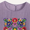 thumbnail image 4 of DDAPJ pyju Womens Linen Tops Colorful Floral Print T Shirt Short Sleeve Round Neck Tee Shirts Loose Flowy Casual Summer Blouse Sales of Today Purple XXL, 4 of 5