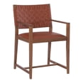 thumbnail image 1 of Linon Hutton Dining Arm Chair Woven Leather Back in Brown Stained Solid Wood, 1 of 14