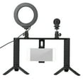 PULUZ Rabbit Cage Tripod Metal Mount with Ring Light Mic for Mobile