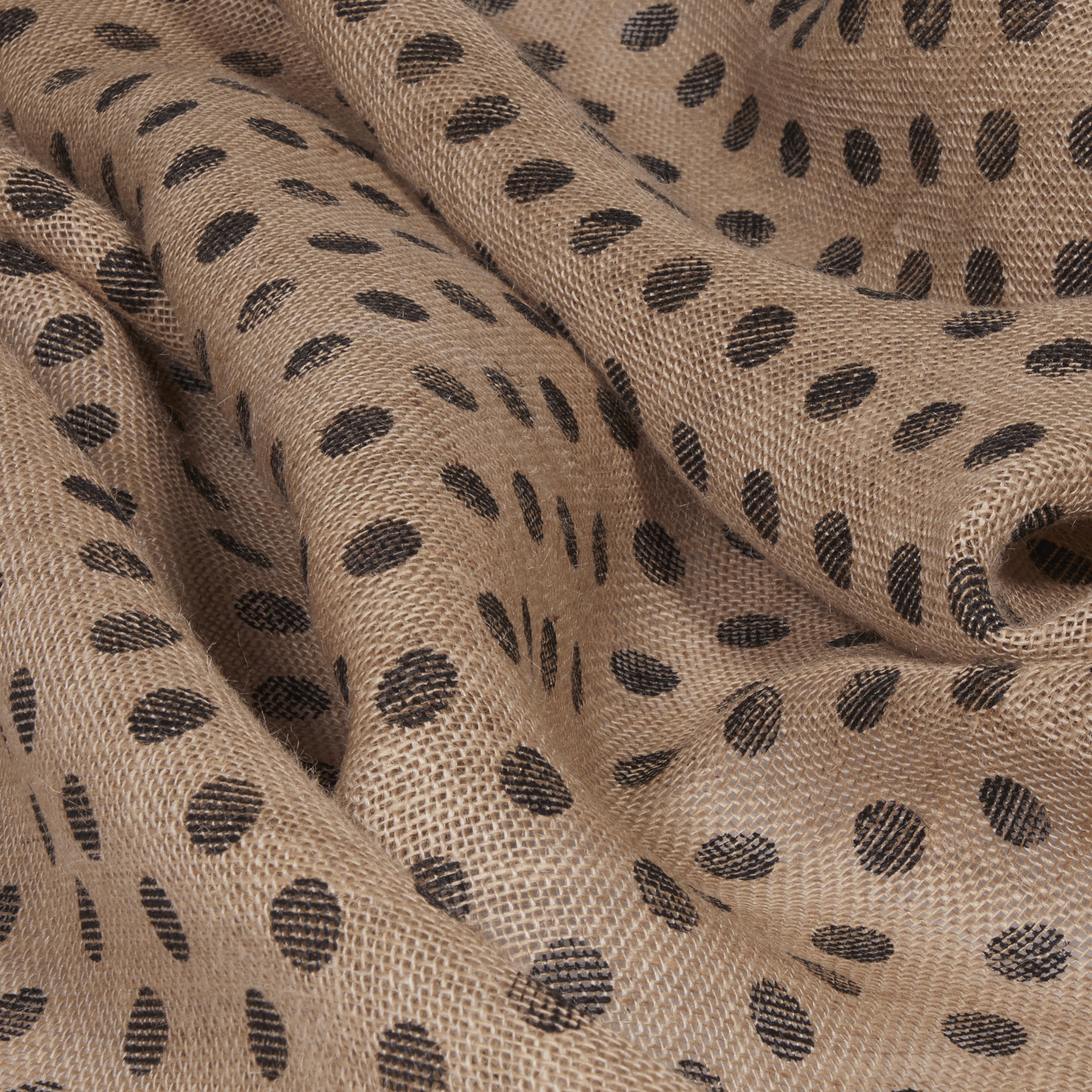 (2 pack) Love, Laugh, Craft Precut Natural Jute Burlap, 46"W x 2-Yards, Black Screenprint Dots